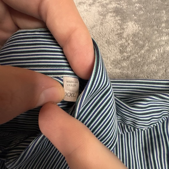 Ermenegildo Zegna Men's 2XL Blue/Green Striped LS Made in Italy SEE DESCRIPTION - Picture 4 of 16
